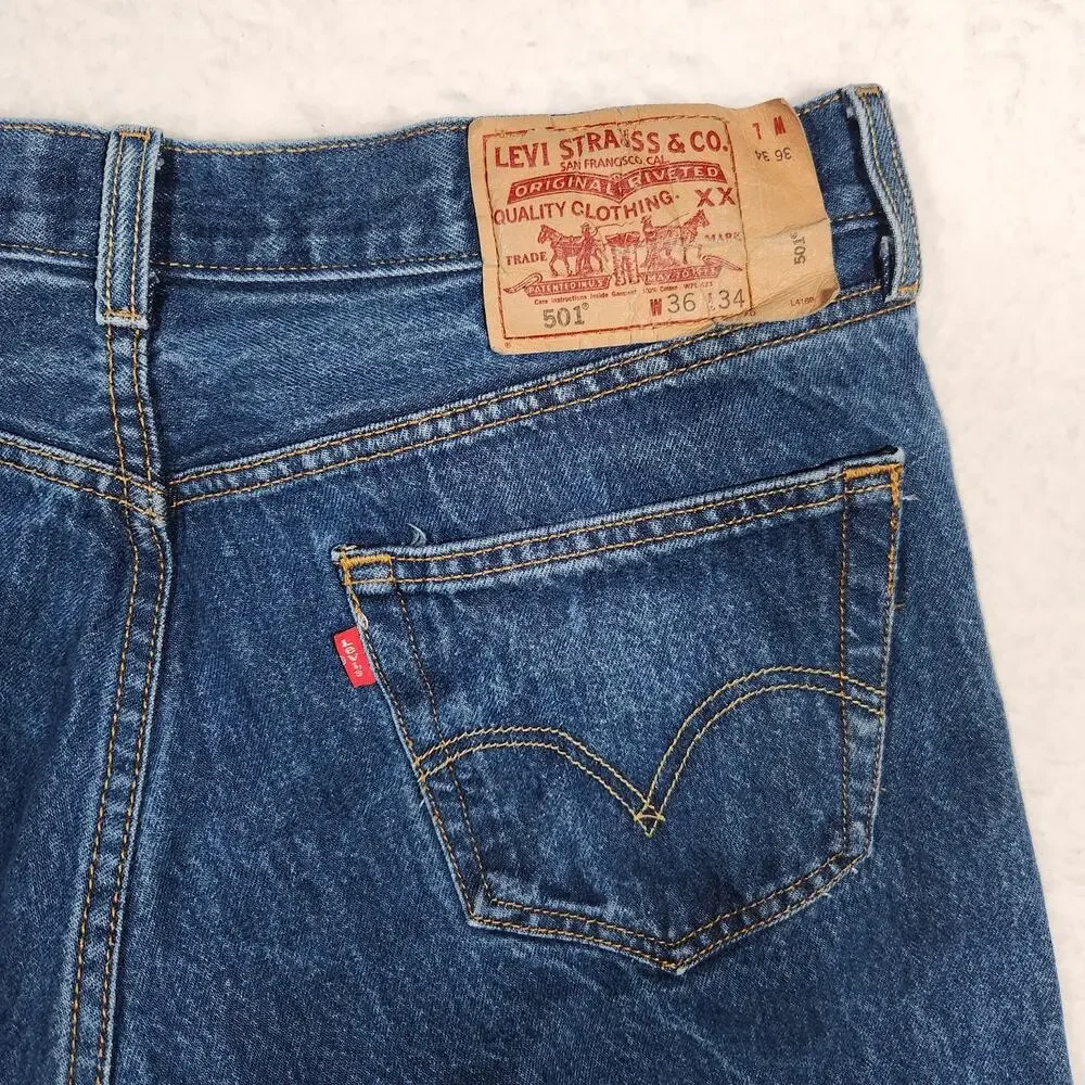Y2K Levis‎ XX 501 Straight Leg Button Fly Red Tab Jeans 36x34 Fits 34x31 Cotton